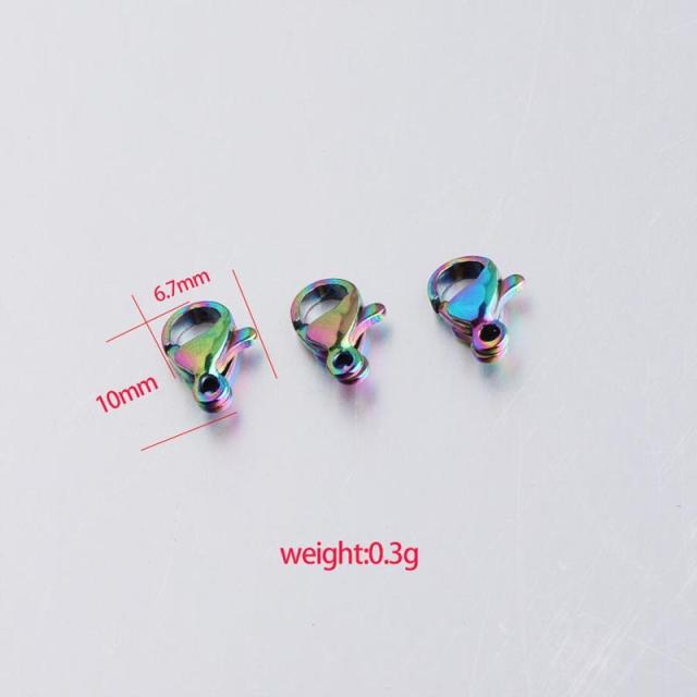 10mmx6.7mm レインボーステンレスカニカン 1個販売 ネックレス DIY 