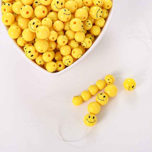 7.5mm 10mm 12mm] スマイルくんボール アクリルビーズ ニコちゃん