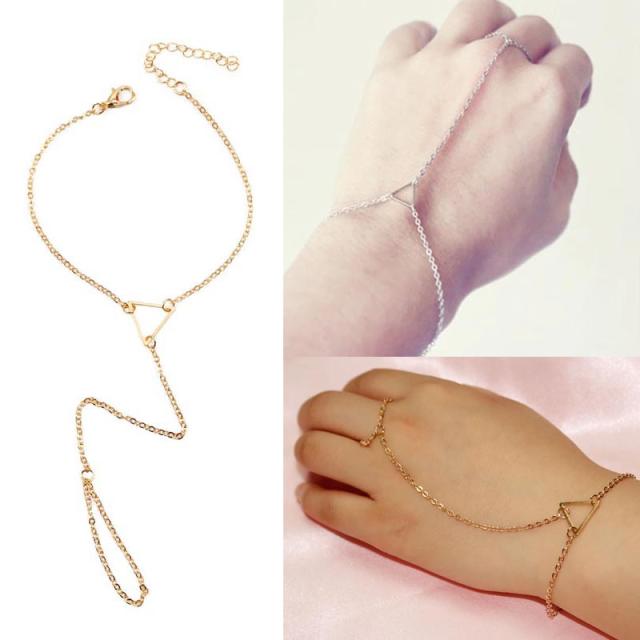 トライアングルフィンガーブレスレット (ゴールド/シルバー) 1個