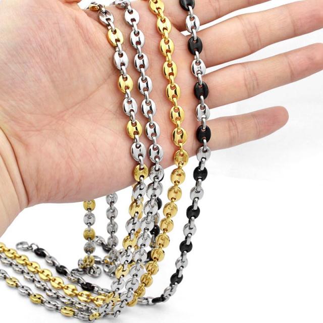[サージカルステンレス316L]  アンカーチェーン (太さ：7mm) ネックレスチェーン ステンレスチェーン 黒色 ブラック 金色ゴールド 銀色 シルバー メンズ レディース チョーカー 7ミリ 太め 太い プレゼント 男子 女子 シンプル 楕円形 コーヒー豆 錨 イカリ ブレスレットにも_6