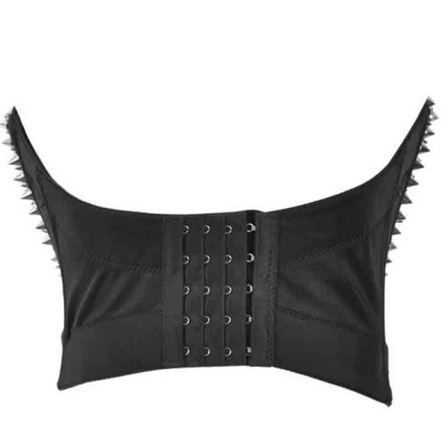 シルバースパイクスタッズリベットブラジャーコルセット ボンデージ風