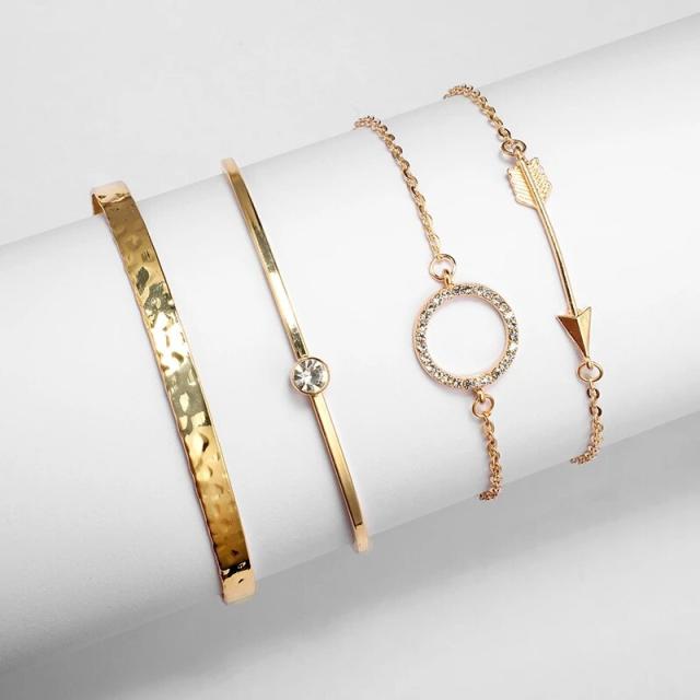 フォーピース バングル ブレスレット セット 4個セット ゴールド