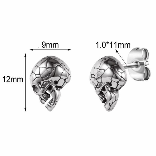 ゾンビスカル ステンレスピアス 1個販売 片耳 ひび割れ 頭蓋骨 がい骨 骸骨 ガイコツ ドクロ 髑髏 スケルトン 横顔 不気味 面白い 男 女  ｜au PAY マーケット
