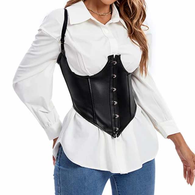 かわいい！ M S コルセット ブラックレザーベスト L ボディー 革 皮 黒色 XL 下着・アンダーウェア
