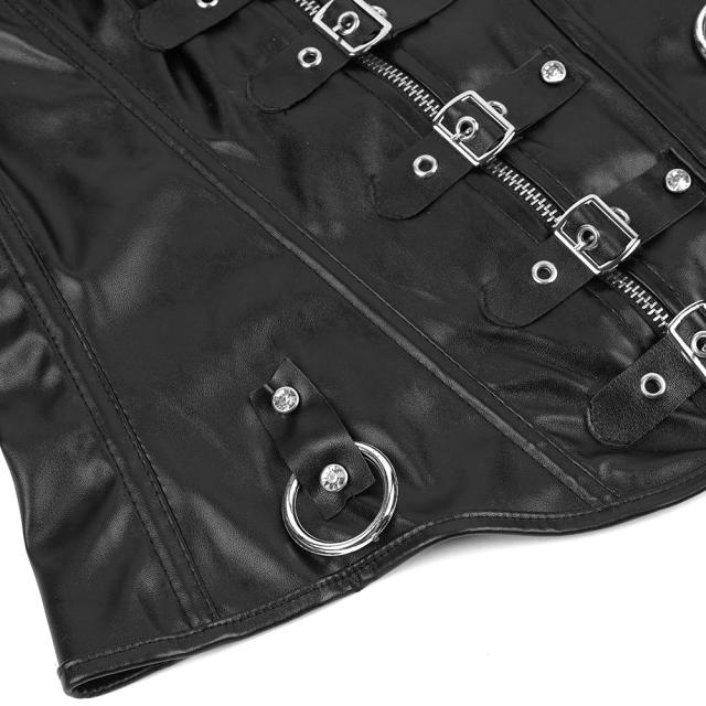 ブラックレザースーツ コルセット（ショルダーストラップ） S M L XL