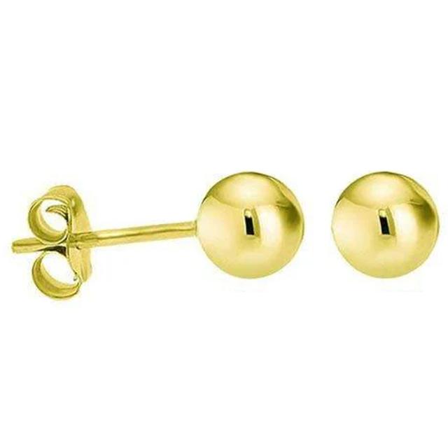 [22G K14スタッドピアス] 14金シンプルボールスタッドピアス（5粍） 1有りの実売りわたす 大きめ ビッグ 目じるしあり 14K 黄色ゴールド かぎ分けるピアス 本物の金 22ゲージ メンズ レディース 差し上げ物 耳 軟骨 ゴールドピアス 差し上げ物 飾り気の無い 玉 球状体 丸玉 両耳