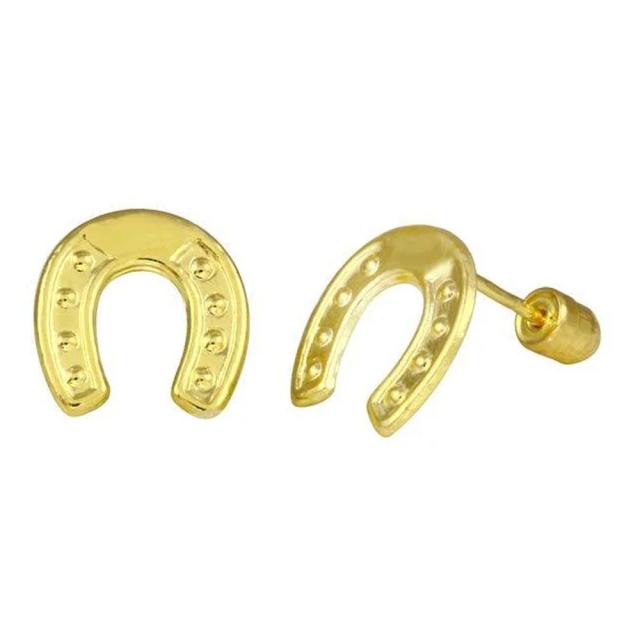 [22G K14スタッドピアス] 14金ホースシュースタッドピアス（ネジキャッチ） 1ペア販売 刻印あり 14K イエローゴールド キャッチピアス 22ゲージ メンズ レディース プレゼント 耳 軟骨 ゴールドピアス ギフト 馬蹄 馬具 ひづめ 午年 ブランド 大人の通販は 21,395円