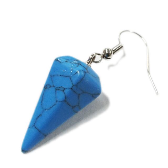 ピラミッドドロップ ターコイズ ステンレスピアス 1個販売 ターコイズ