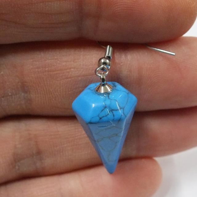 ピラミッドドロップ ターコイズ ステンレスピアス 1個販売 ターコイズ