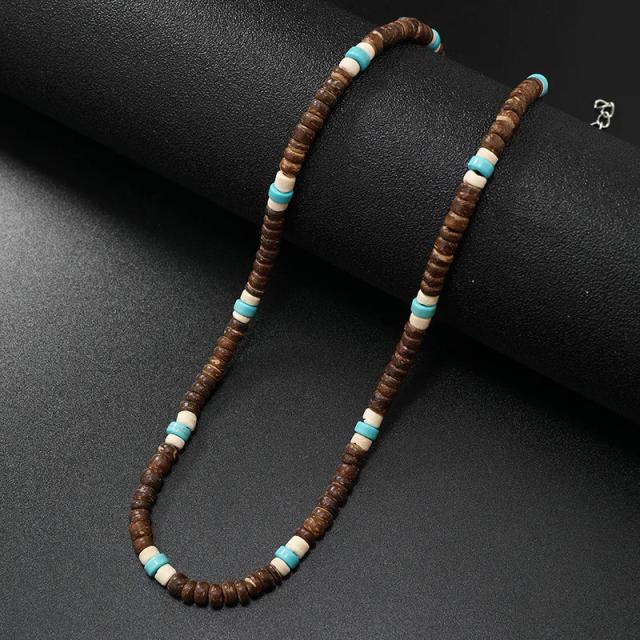 ココナッツ シェル ターコイズ サンゴ ハワイアンジュエリー風