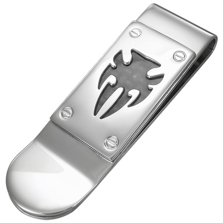 ダークトライバルステンレスマネークリップ サージカルステンレス316L 丈夫で高級感あり ギフト メンズ レディース 大人 お金を挟む お札  財布 おしゃれ スーツに似合う ステンレス はさむ