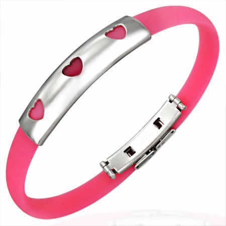 ステンレストリプルハートラバーブレス ピンク サージカルステンレス316l ゴム メンズ レディース 腕輪 手首 ペア アクセサリー ウオの通販はau Pay マーケット ボディピアス専門店グリーンピアッシング