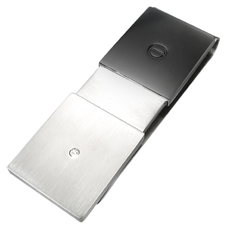 バレンシアステンレスマネークリップ（ブラック）黒 サージカルステンレス316L 丈夫で高級感あり ギフト メンズ 大人 お金を挟む お札 財布 おしゃれ スーツに似合う はさむ 誕生日 父の日 お父さん 彼氏 パパ 外国人や男の子に人気 ジルコニア クリスタル