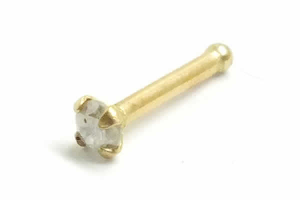 [ 14金 イエローゴールド ダイヤモンド 鼻ピアス 18G ] 小さい 小さめ ダイヤ（PK2 2.0mm）K14YG ノーズスタッド 18ゲージ 本物 14金ゴールド ギフト プレゼント 高級 ボディピアス メンズ レディース カラット 真っ直ぐ ストレートシャフト 2.5ミリ キャッチをなくさない_3