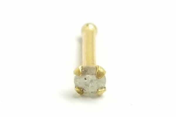 [ 14金 イエローゴールド ダイヤモンド 鼻ピアス 18G ] 小さい 小さめ ダイヤ（PK2 2.0mm）K14YG ノーズスタッド 18ゲージ 本物 14金ゴールド ギフト プレゼント 高級 ボディピアス メンズ レディース カラット 真っ直ぐ ストレートシャフト 2.5ミリ キャッチをなくさない_1