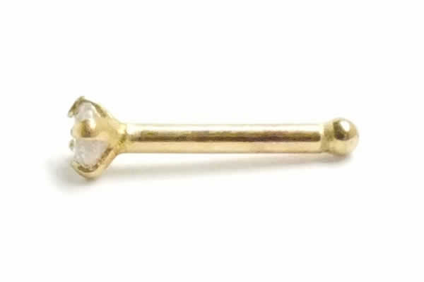 [ 14金 イエローゴールド ダイヤモンド 鼻ピアス 18G ] 小さい 小さめ ダイヤ（PK2 2.0mm）K14YG ノーズスタッド 18ゲージ 本物 14金ゴールド ギフト プレゼント 高級 ボディピアス メンズ レディース カラット 真っ直ぐ ストレートシャフト 2.5ミリ キャッチをなくさない_2