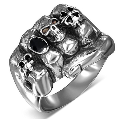 ハードパンチステンレスリング（RMT475）サイズ/24号 手 ハンド グー スカル 拳 ドクロ ガイコツ おもしろ 指輪 サージカルステンレス316L メンズ レディース ペアリング プレゼントの通販は 5,500円