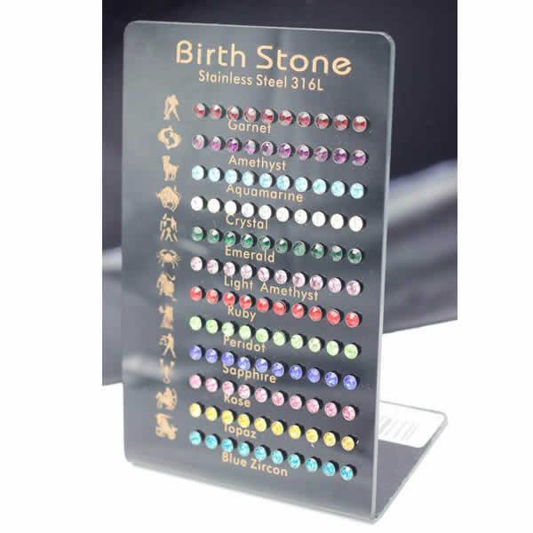 120個セットジュエルステンレスピアス（ピアススタンド付き） ジルコニア 店舗用 卸販売 ショップ 大量購入 20G 20ゲージ サージカルステンレス316L レディース メンズ 軟骨 耳たぶ ショップ経営者 ラインストーン 丸型 ピアス立て 4mm ジルコニア 60ペア 多い 7,842円