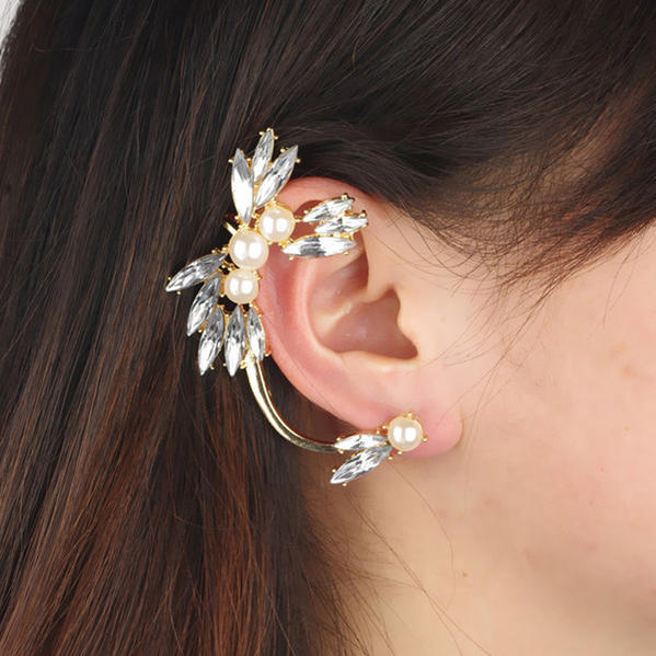 カチューシャイヤーフックピアス（右耳用）パール 真珠 クリスタル CZ  