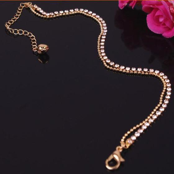 k18 アンクレット　2連　ボールチェーン k18 アンクレット 2連 ボールチェーン ラインストーンチェーン