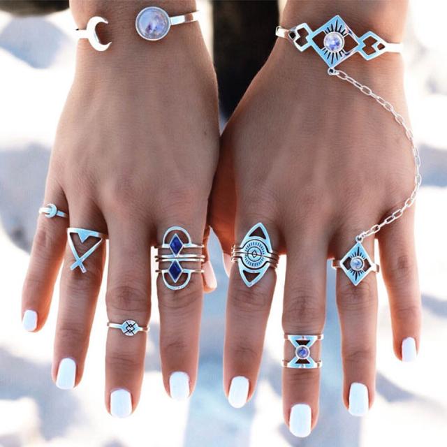 エビルアイボヘミアンファランジリング 8本セット 指輪 チップリング メンズ レディース フォークリング ミディリング フィンガーリングの通販はau Pay マーケット ボディピアス専門店グリーンピアッシング