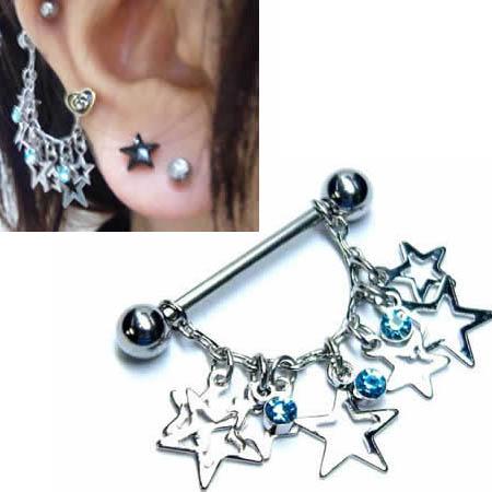 14G ニップル ヘリックス ] 星 スター マハラジャナイト