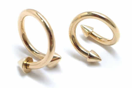 K14 スパイラルバーベル 14G ] 14金 スパイラル コーン ツイスト