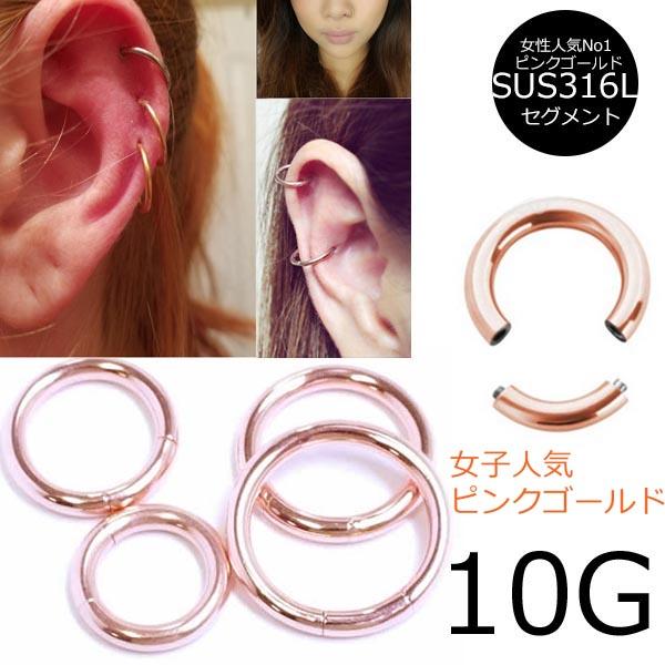 ピンクゴールドセグメントリング 10ゲージ 10G 10g ボディピアス サージカルステンレス316L メンズ レディース 女子人気 ピンクゴールド スムーズセグメント ボディーピアス リング型 ワッカ シンプル プレーン 真円型 まん丸 プレゼント 彼女 女性 母の日 結婚式 パーティーの通販は