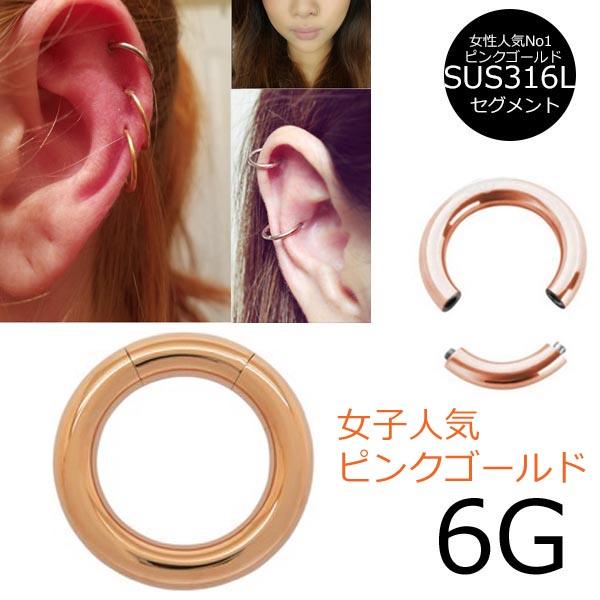 ピンクゴールドセグメントリング 6ゲージ 6G 6g ボディピアス サージカルステンレス316L メンズ レディース 女子人気 ピンクゴールド スムーズセグメント ボディーピアス リング型 ワッカ シンプル プレーン 真円型 まん丸 プレゼント 彼女 女性 母の日 結婚式 パーティーの通販は 7,950円