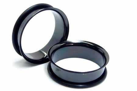 [ 28mm 黒色 ホールピアス ] ブラック シングルフレア ボディピアス 28.0mm サージカルステンレス316L 金属アレルギー メンズ レディース 拡張 ファースト セカンド ホールトゥピアス ゴムキャッチ ラバーキャッチ 片側 広い 大きい ビッグ ラージ ホール 耳 男子人気 インチ_1