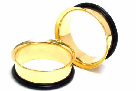 [ 26mm 金色 ホールピアス ] ゴールド シングルフレア ボディピアス 26.0mm サージカルステンレス316L 金属アレルギー メンズ レディース 拡張 ホールトゥピアス ゴムキャッチ ラバーキャッチ 片側 広い 大きい ビッグ ラージ ホール 耳 高級 イエローゴールド インチ_1