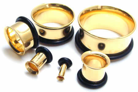 [ 26mm 金色 ホールピアス ] ゴールド シングルフレア ボディピアス 26.0mm サージカルステンレス316L 金属アレルギー メンズ レディース 拡張 ホールトゥピアス ゴムキャッチ ラバーキャッチ 片側 広い 大きい ビッグ ラージ ホール 耳 高級 イエローゴールド インチ_3