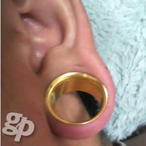 24mm 金色 ホールピアス ] ゴールド シングルフレア ボディピアス 24.0 