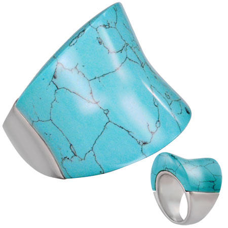 サドルターコイズステンレスリング（RBR090）サイズ/24号 トルコ石 天然石 指輪 サージカルステンレス316L 低アレルギー メンズ レディース ペアリング プレゼント ギフト 記念日 誕生日 12月の誕生石 ファランジリング インディアンジュエリー ボヘミアンの通販は 12,100円