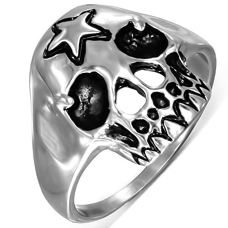 スカルスターステンレスリング(RMT233)サイズ/25号 ドクロ 星 ガイコツ 指輪 サージカルステンレス316L メンズ レディース ペアリング プレゼント ギフト 結婚 婚約 記念日 誕生日 ピンキーリング ファランジリングの通販は