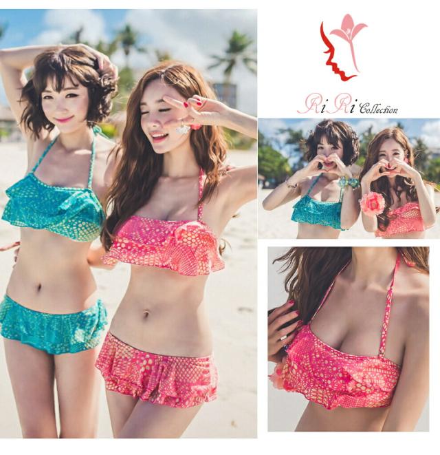 新発売 2カラー かわいい 水着 ブルー ピンク 体型カバーの通販はau Pay マーケット Ririコレクション