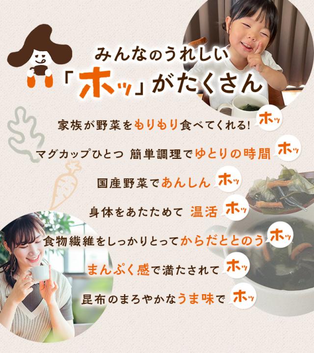 [3袋セット] スープ 国産やさいと海藻をもりもり食べるホッ。とスープ 大袋 165g×3袋 わかめ 昆布 春雨 キャベツ にんじん 野菜香味だし 洋風スープ 即席スープの素 インスタント　たっぷり約27杯分 お得