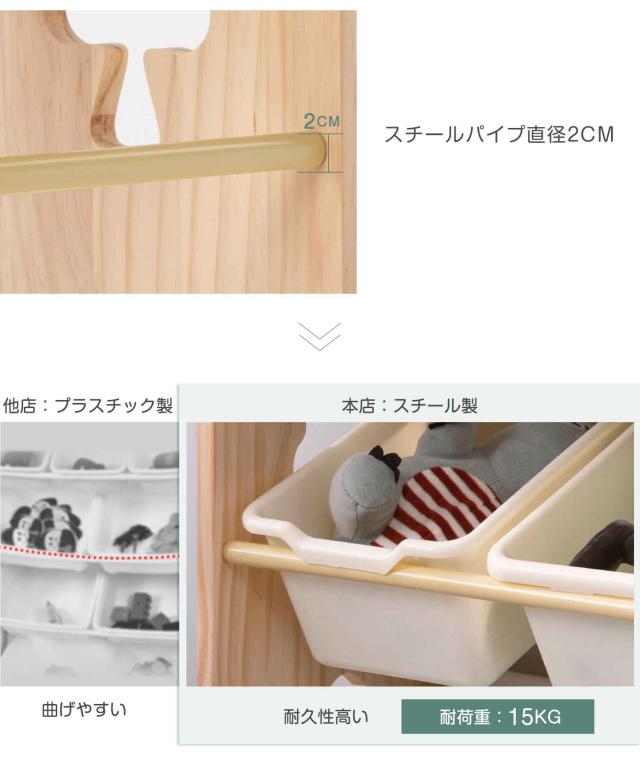 おもちゃ収納 ラック おもちゃ箱 天然木 子供部屋 大容量 おしゃれ ワイドタイプ 組立カンタン 絵本棚 天然木 おもちゃ収納ラック 幅88cm 本棚 こども キッズ 新生活 出産祝い プレゼント_5