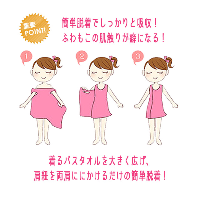肌触り抜群の可愛いバスローブ 着るバスタオルでお風呂上がり快適 マイクロファイバー仕様で吸収力抜群 大きさアップ の通販はau Pay マーケット スプラッシュウォール