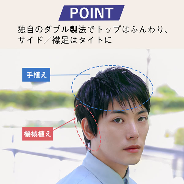 【選べるおまけ付き】アクアドール オム 飛躍のアクティブショート 人毛MIX [pwm013] (送料無料) AQUADOLL 男性用かつら 自然 メンズ 人毛ミックス 医療用 フルウィッグ ウイッグ 全頭かつら 人毛 手植え かつら 薄毛 手植え ビジネス 耐熱 つむじ 黒髪 人工頭皮_9