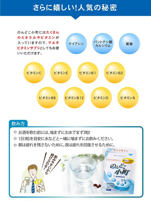 のんどこ小町 3個セット (メール便送料無料) 栄養機能食品 システインペプチド 酵母エキス アミノ酸 マルチビタミン 葉酸 亜鉛 サプリメント 健康食品_3