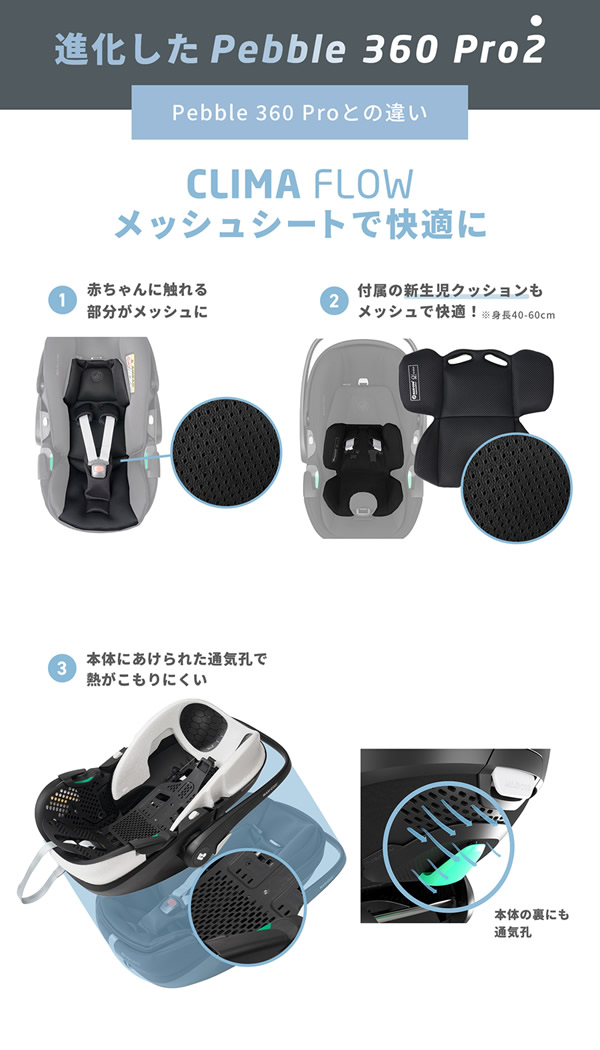 【正規販売店／2年保証】マキシコシ ペブル360 プロ2 (送料無料) ベビーシート チャイルドシート R129適合 新生児 回転式チャイルドシート MaxiCosi Pebble 360 Pro2 エアバギー_3