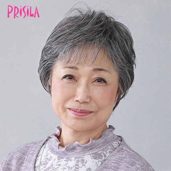 プリシラ ミセス六分ウィッグ【フェザーカールハーフ】A-116耐熱 (送料無料) PRISILA ハーフウィッグ ショート