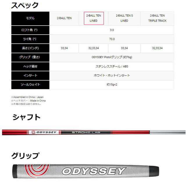 日本仕様・ストロークラボシャフト装着・レッド】レディース ODYSSEY オデッセイ 2-BALL TEN TOUR LINED パター