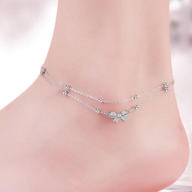 アンクレット レディース リボン アンクレット 母の日 プレゼント 女性プラチナ仕上げ シルバー925 重ね付け ジュエリー アクセサリー 彼女 妻 嫁 ギフトラッピング対応_2