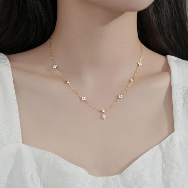 クローバーネックレス レディース 四つ葉 クローバー 花 シルバー925 