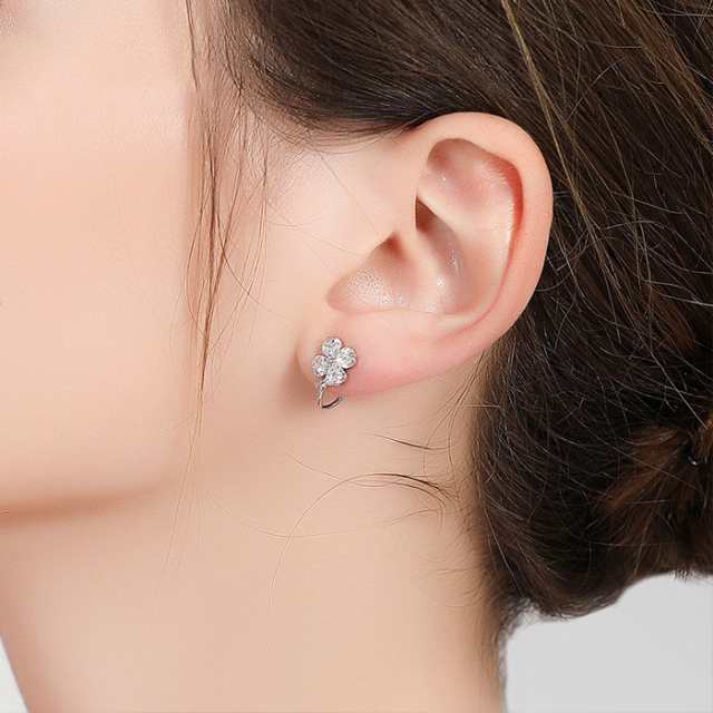 幸せなふたりに贈る結婚祝い イヤリング 四つ葉のクローバー シルバー925 イヤーカフ ピアス アクセサリー
