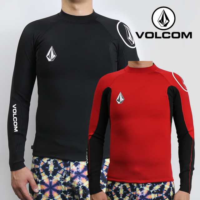 VOLCOM ボルコム 2MM JACKET UPF 50 LONG SLEEVE RASHGUARD JACKET BLACK RED ラッシュガード メンズ サーフィン タッパー 長袖 ラッシュ