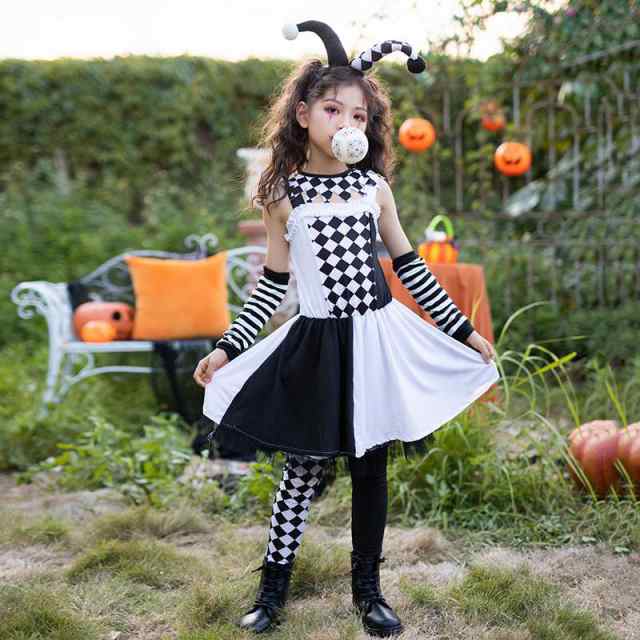 4点セット ハロウィン コスプレ 衣装 ピエロ魔女 悪魔 子供衣装 仮装