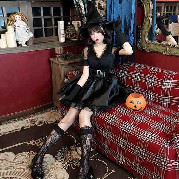 ハロウィン コスプレ衣装 魔女 ワンピース ドラキュラ 4点セット